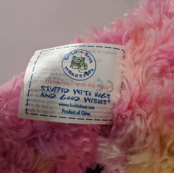 𝅺Build a Bear Pink Multi Color Fluffy Teddy Bear Plush Stuffed Animal - 15" - Picture 4 of 4